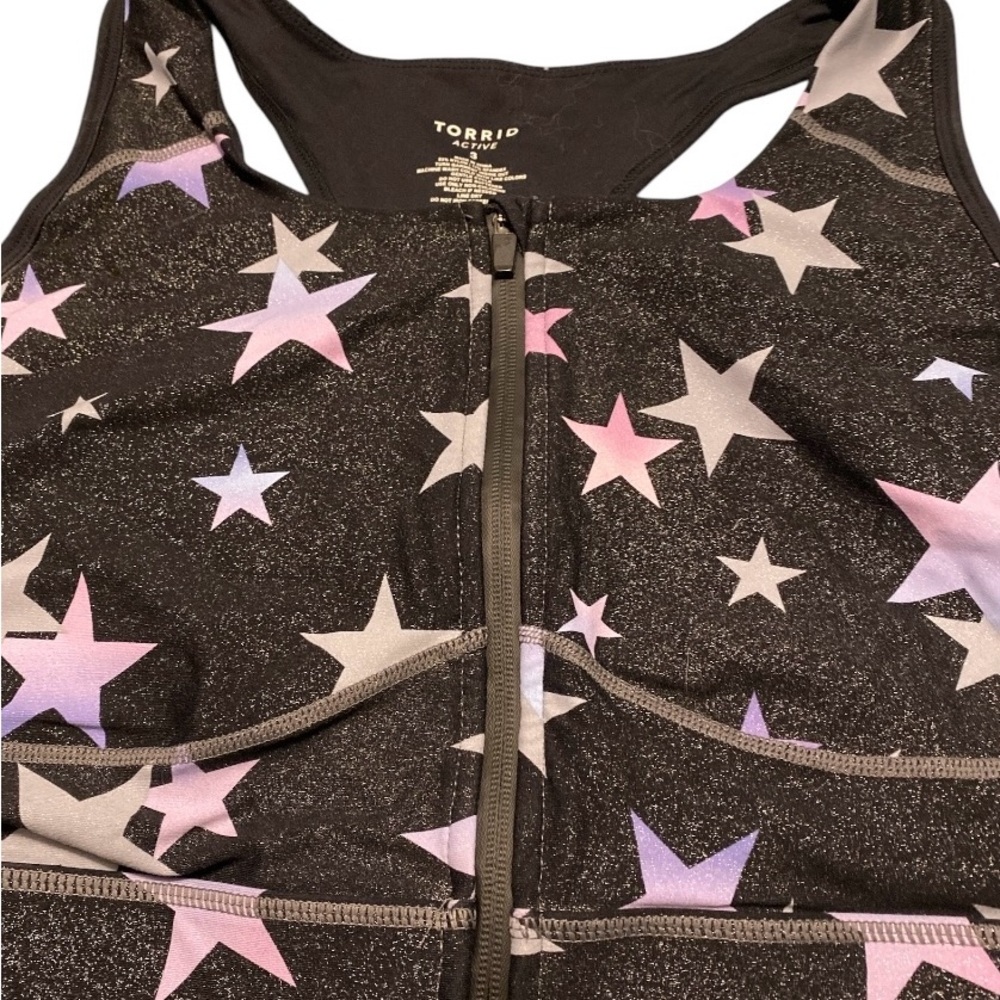 Torrid Zip Front Longline Low-Impact Sports Bra Size 3 Grey Shine Star Core Yoga - Picture 4 of 15